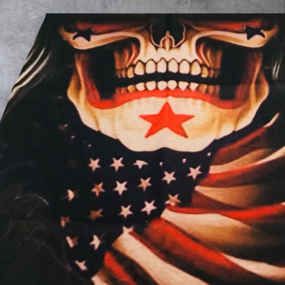 Stars & Stripes Skull 16 n 1 Neck Gaiter Face Covers Dust Mask 2 total Biker Rag